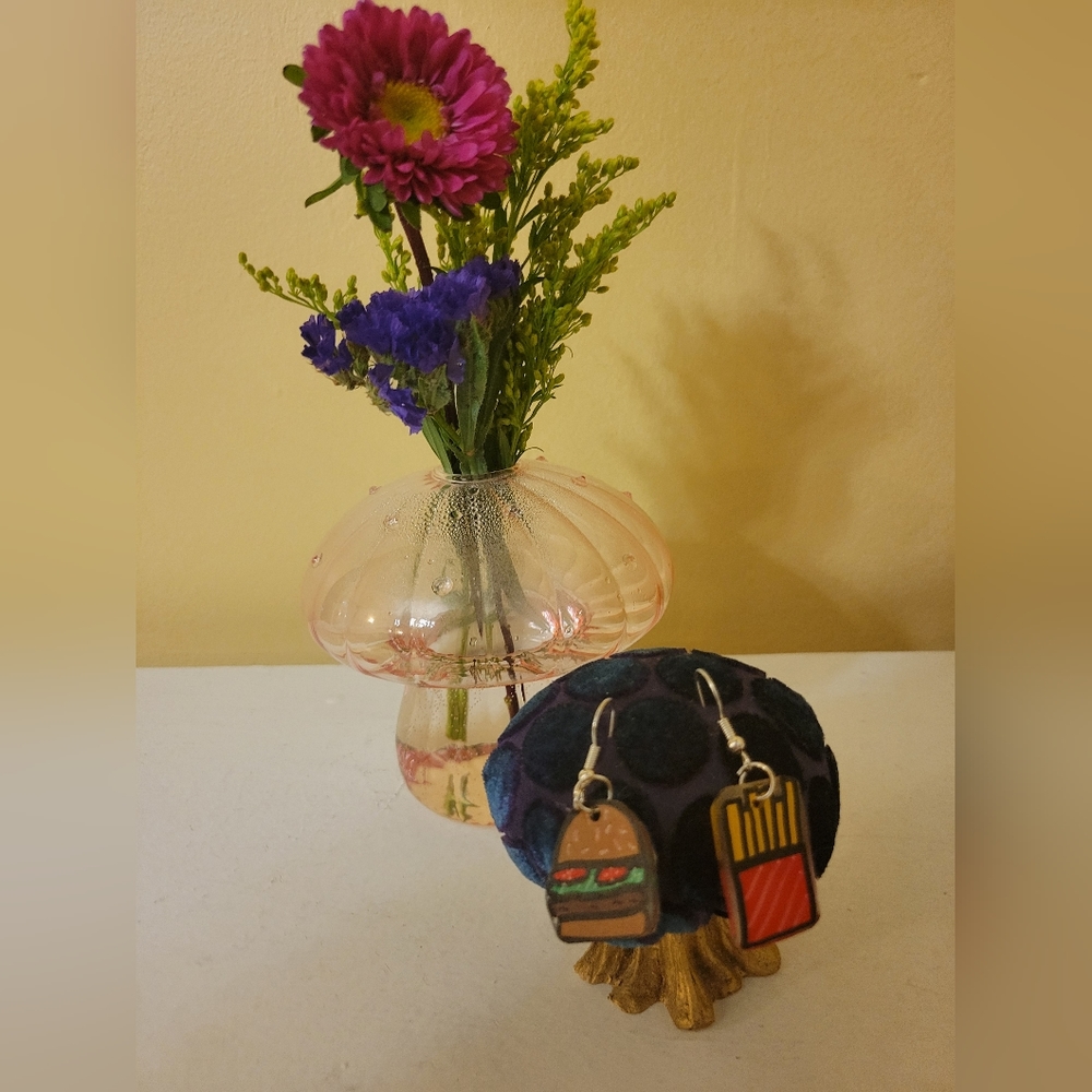 Handmade Burger and Fries Earrings - Picture 2 of 2